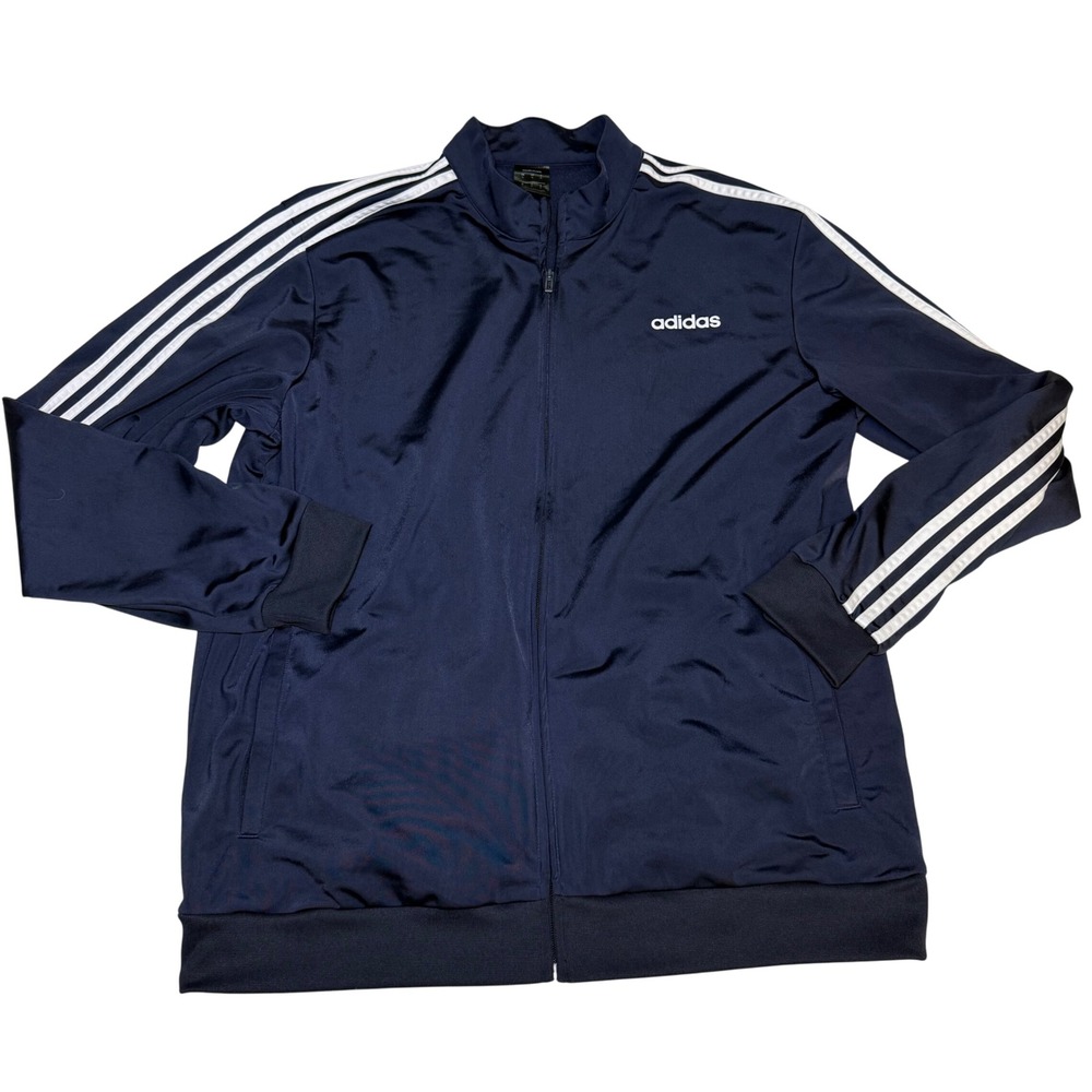 Adidas classic track jacket in navy and‎ white 3 stripe style